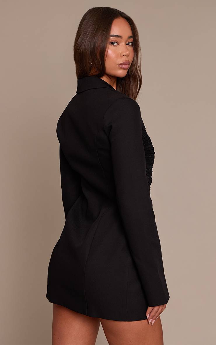 Noir Robe Blazer Avec Détails En Dentelle