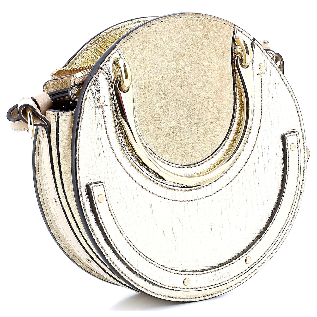 Chloé Sac bandoulière en Cuir Moyen Pixie doré - Très bon état - Diamètre 20 cm