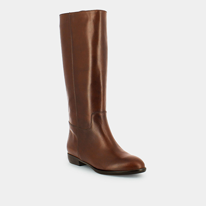 Bottes plates  en cuir cognac