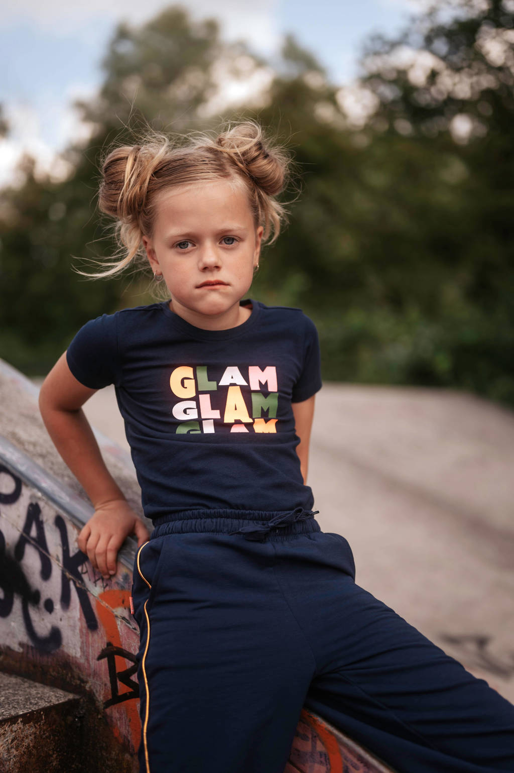 TYGO & vito regular fit broek Pip met zijstreep donkerblauw