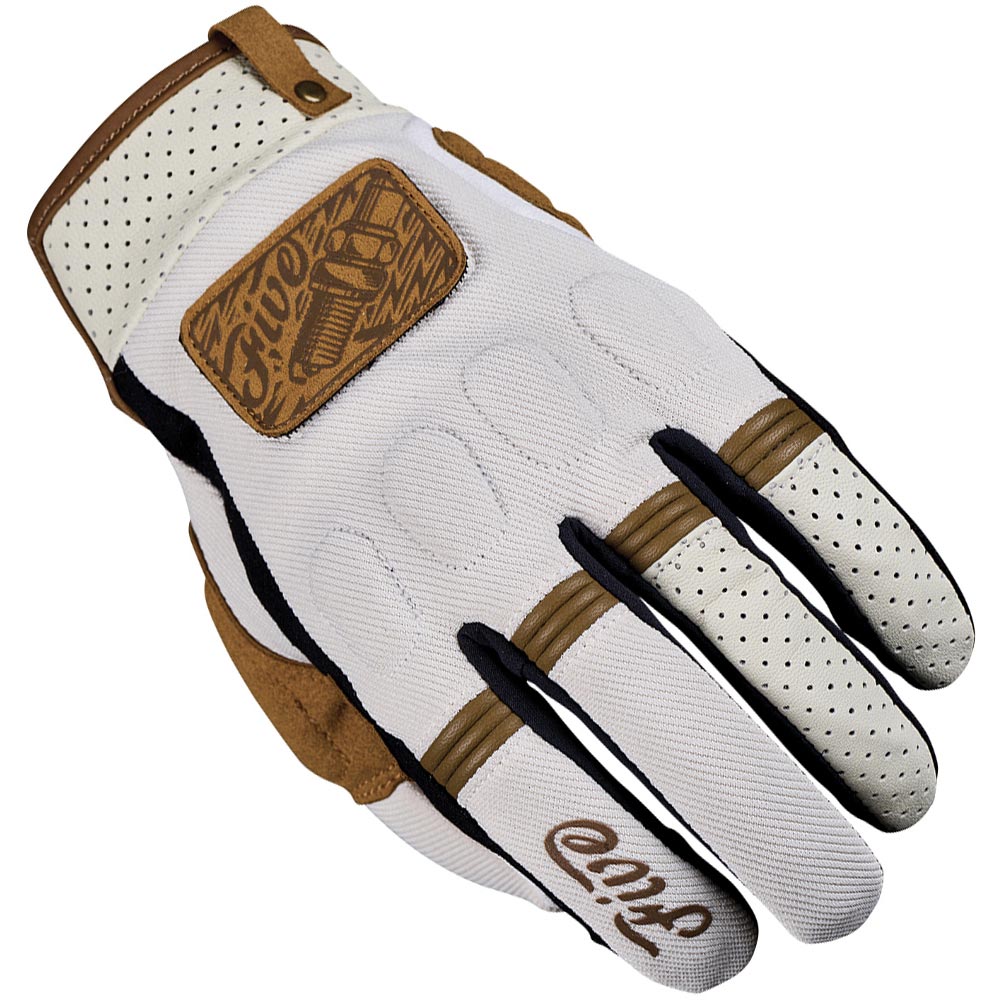 Five - Gants Scrambler Blanc / Camel