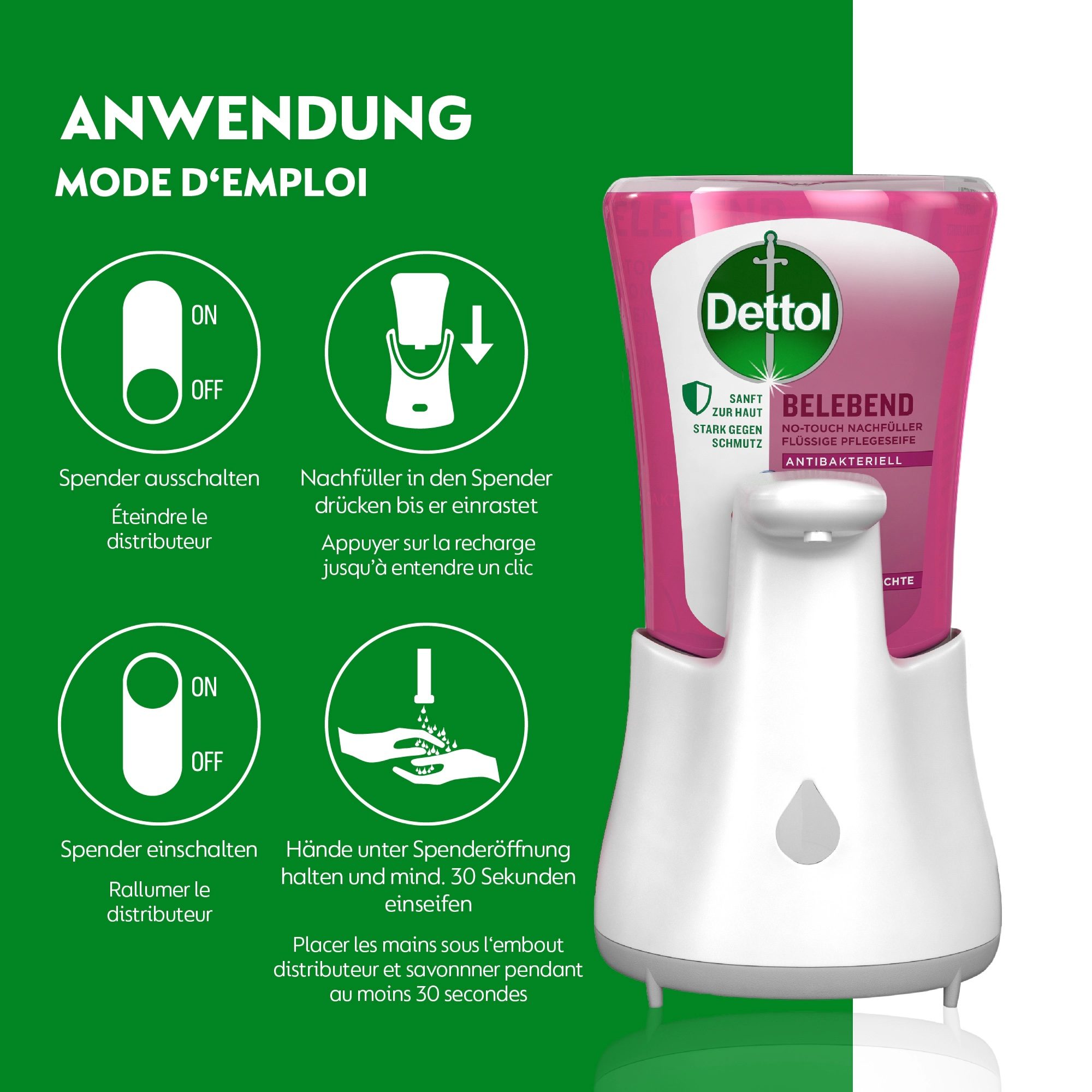 (250ml) No-Touch Starter Set Automatischer Seifen Spender inkl. Gardenberries Flüssigseife Hand Seife Batteriebetrieben (3078580) - Weiss