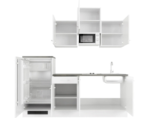 Flex Well keukenblok met apparatuur Lucca 210 cm wit mat gedemonteerde variant omkeerbaar 00012369