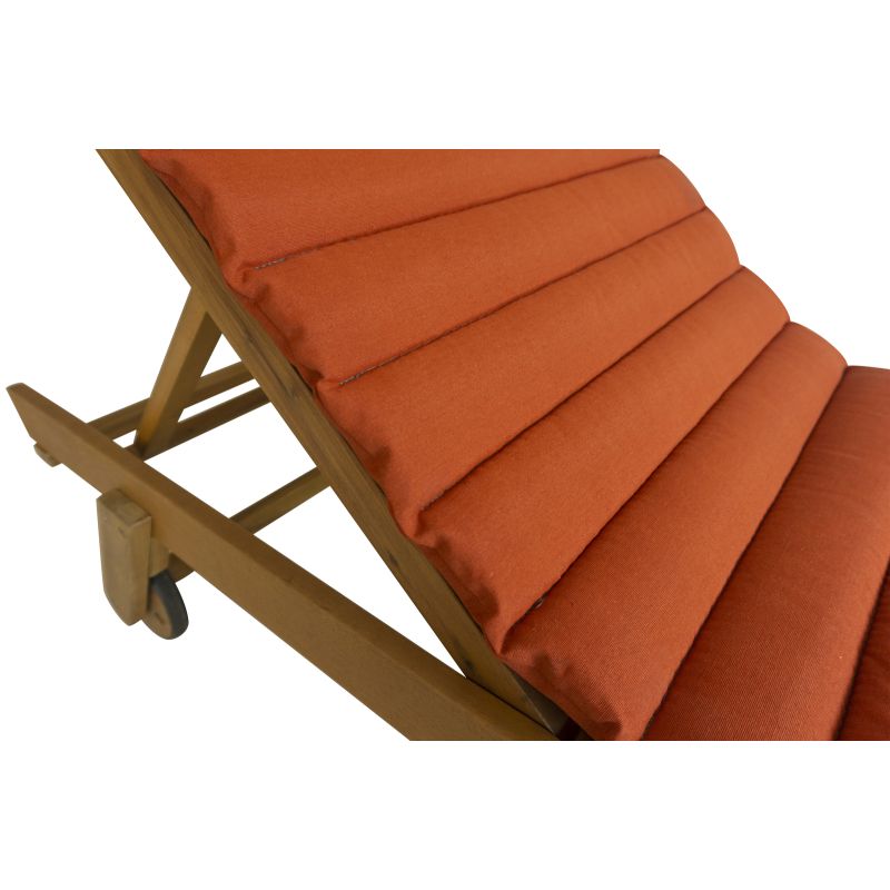 Bain de soleil mola en bois d'acacia fsc avec matelas ondulo rouge