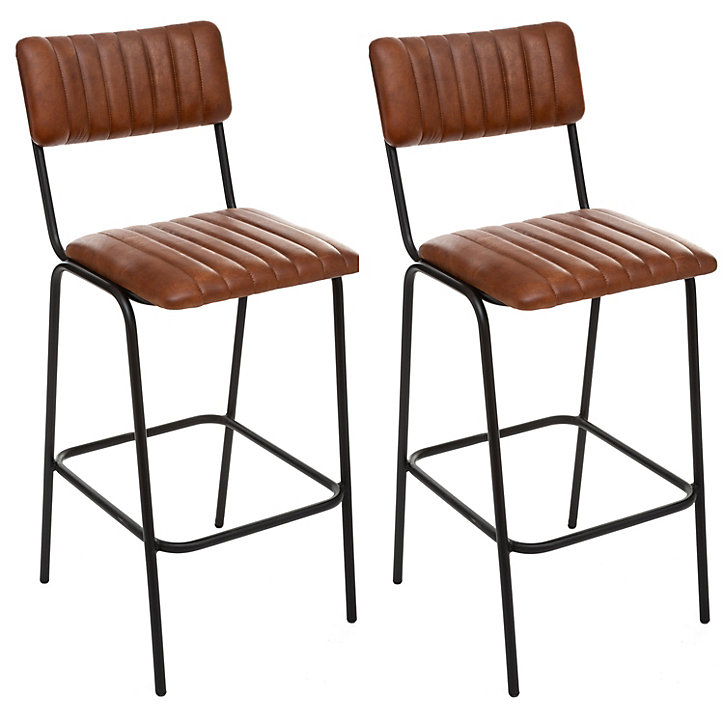Lot de 2 tabourets de bar Dario cognac