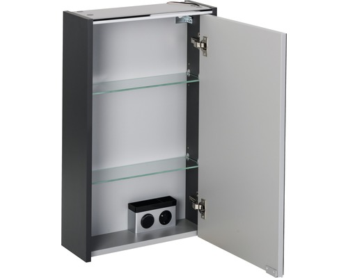 FACKELMANN Denver spiegelkast, 42 x 16 x 68,5 cm, antraciet, 1-deurs, LED, IP20