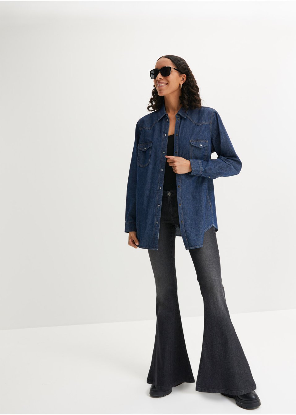 Chemise en jean manches longues