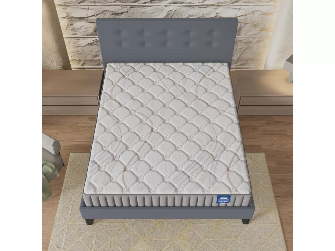 Ensemble Matelas + Lit Avec Tête De Lit 140x190 Cm, Sirius 16cm D’épaisseur Latex Naturel