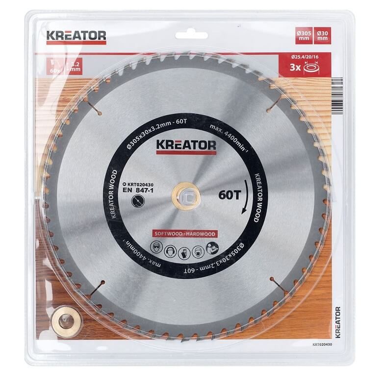 Kreator KRT020430 Cirkelzaagblad 305mm 60T - hout