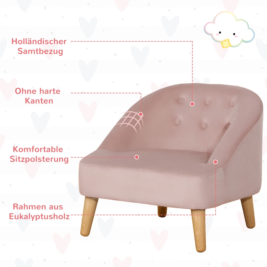HOMCOM Kindersofa-Set mit Fußhocker grün