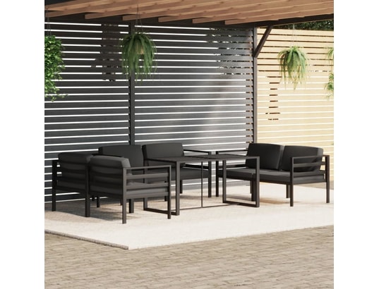 VIDAXL - Salon extérieur Salon de jardin 7 pcs avec coussins aluminium anthracite