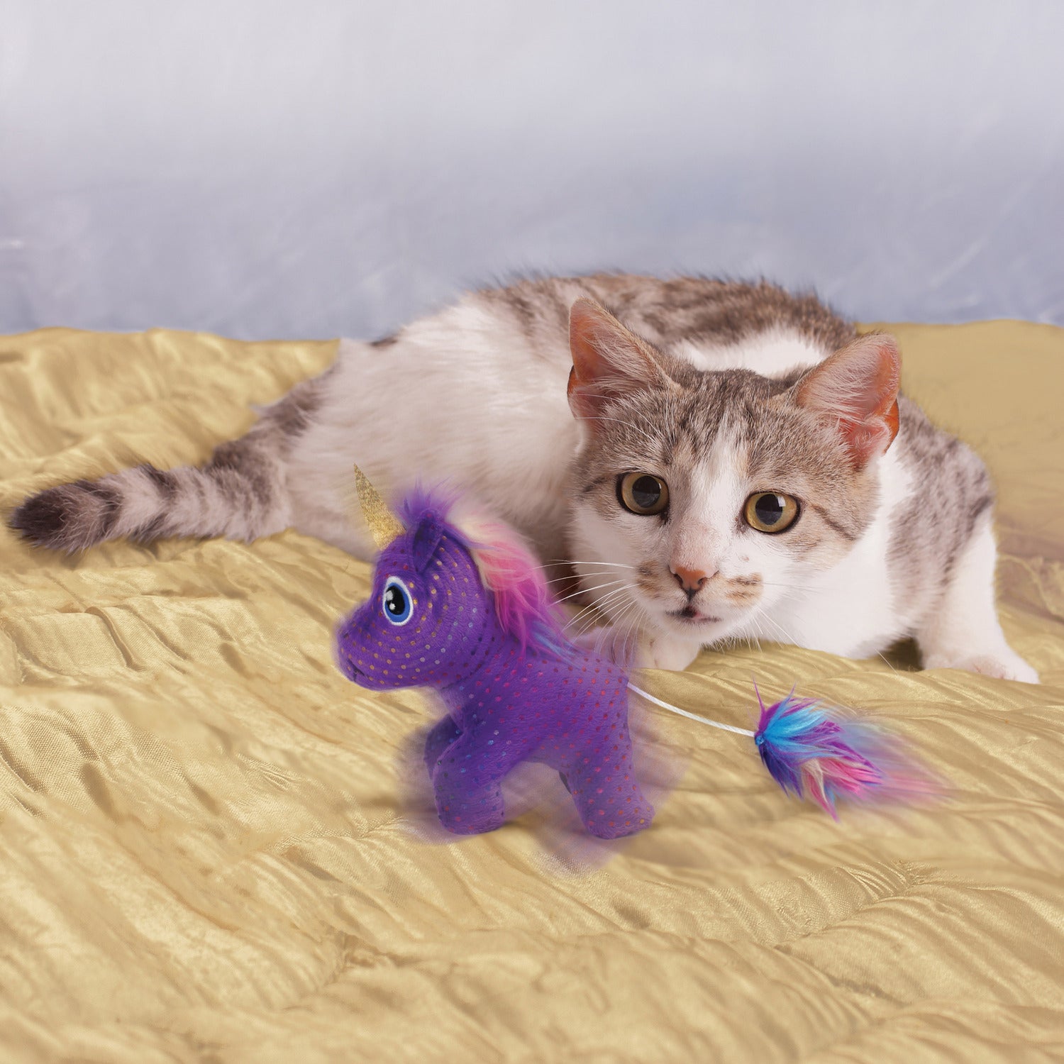 Kong kattenspeelgoed Buzzy Enchanted eenhoorn paars 14 x 4,5 x 19 cm