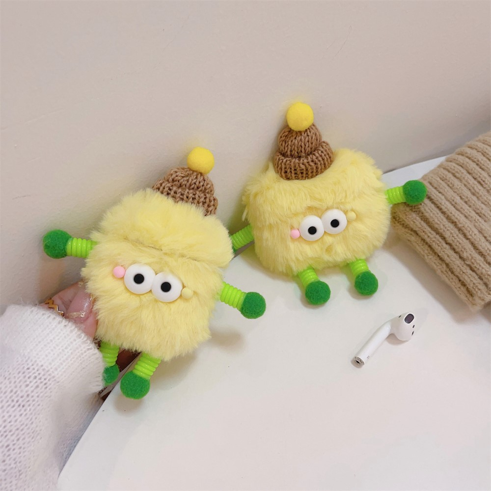 AirPods (3. Generation) Gummi Case Plüsch Schutzhülle - Feder Monster (Gelb)