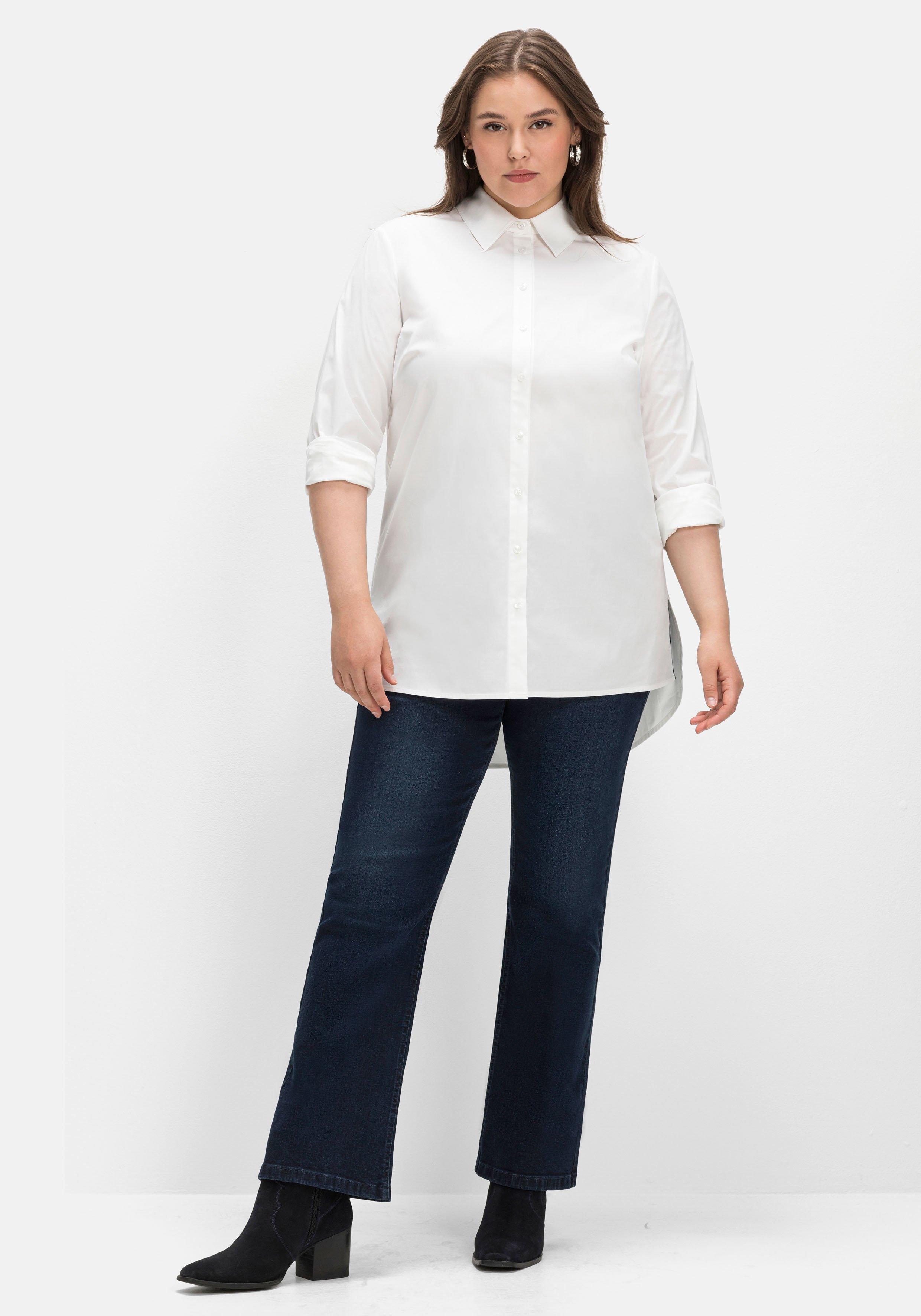 Longbluse mit Kontrast-Seitenschlitzen