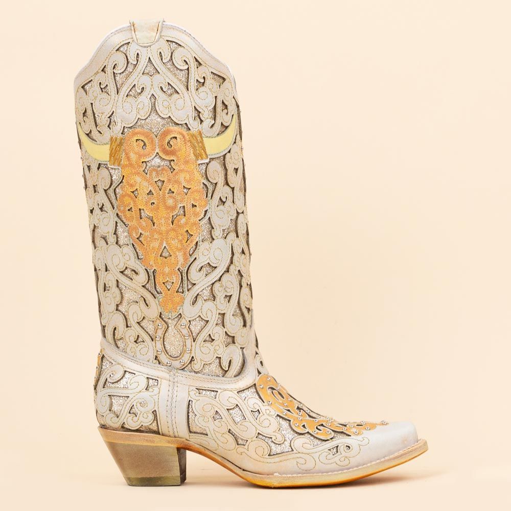 Corral cowboyboots A4408 Offwhite Skull