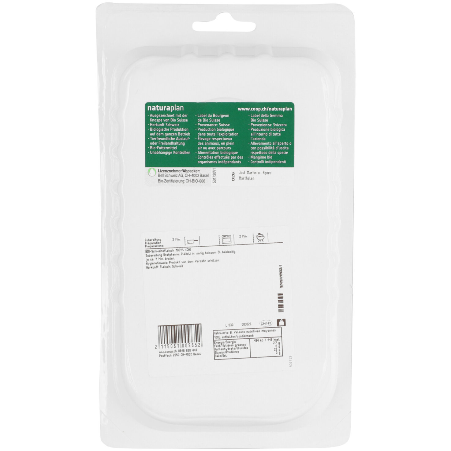 Naturaplan Bio Schweinstotzen Charbonnade ca. 240g
