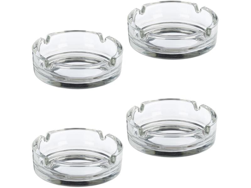 relaxdays Aschenbecher aus Glas 4er Set, Transparent Ascher aus Glas