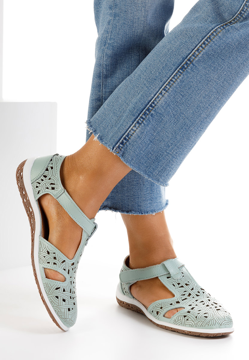 Ballerines femme en cuir bleus Mihely
