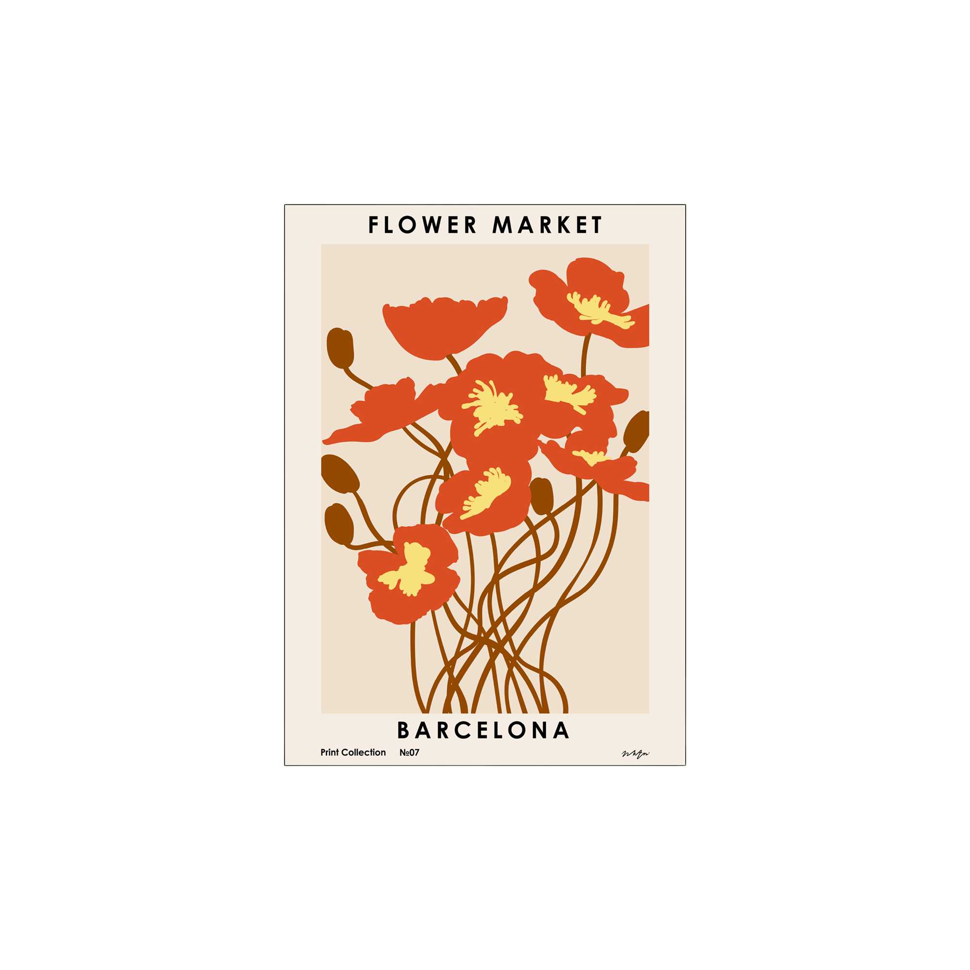 Plakat Flower Market Barcelona 50 x 70 | NKTN. | Terracotta | Poster and Frame