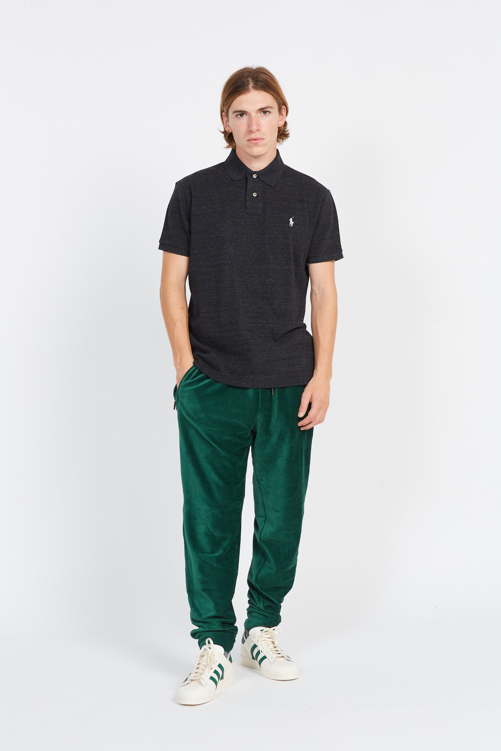 POLO RALPH LAUREN - Polo manches courtes Custom Slim Fit Mesh Polo Shirt Gris