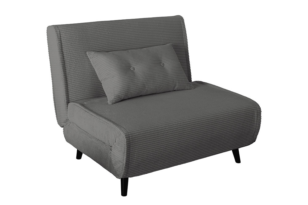Retro Schlafsessel SMART MULTIFUNCTION 100cm grau Cord Bettfunktion inkl. Kissen