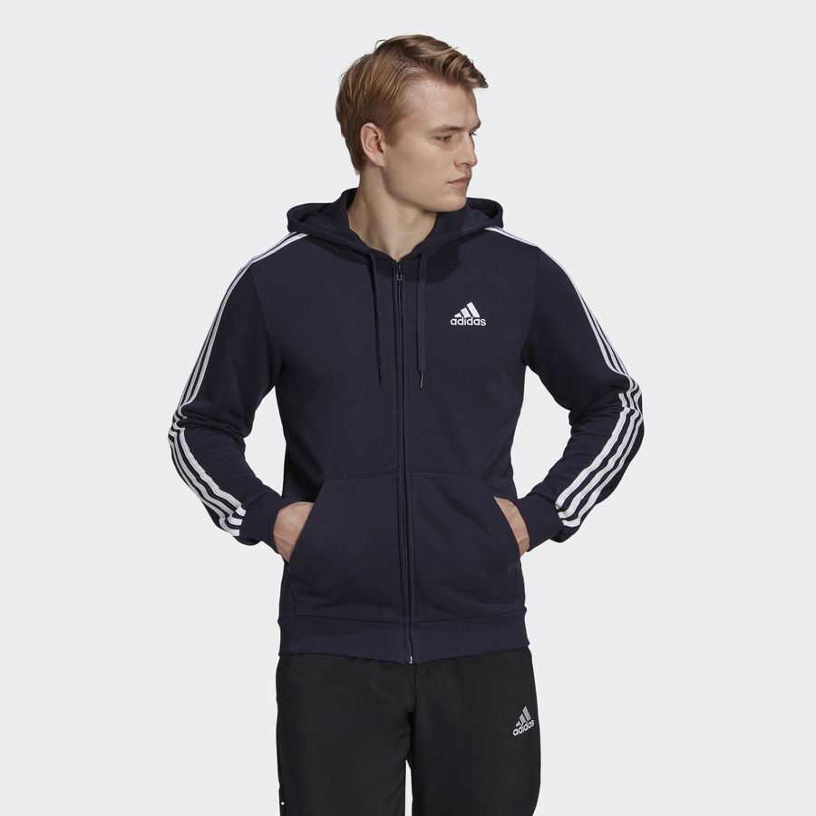 adidas Sweat à Capuche 3-Stripes Essentials - Bleu Marine/Blanc