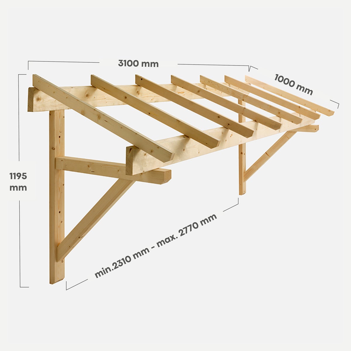 Luifel voor garagedeur of openslaande deur 310 cm