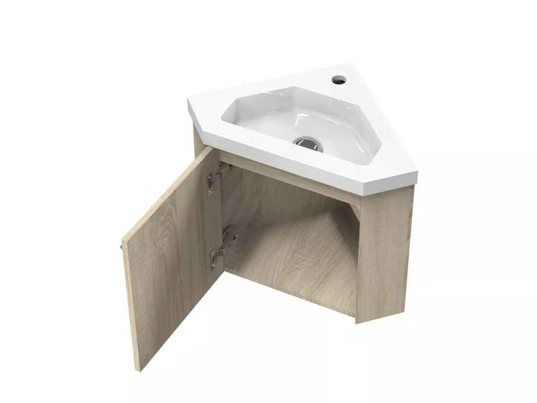 Meuble lave-mains l.39.5 x H.39.5 x P.42 Chêne Wotan assemblé, Aica