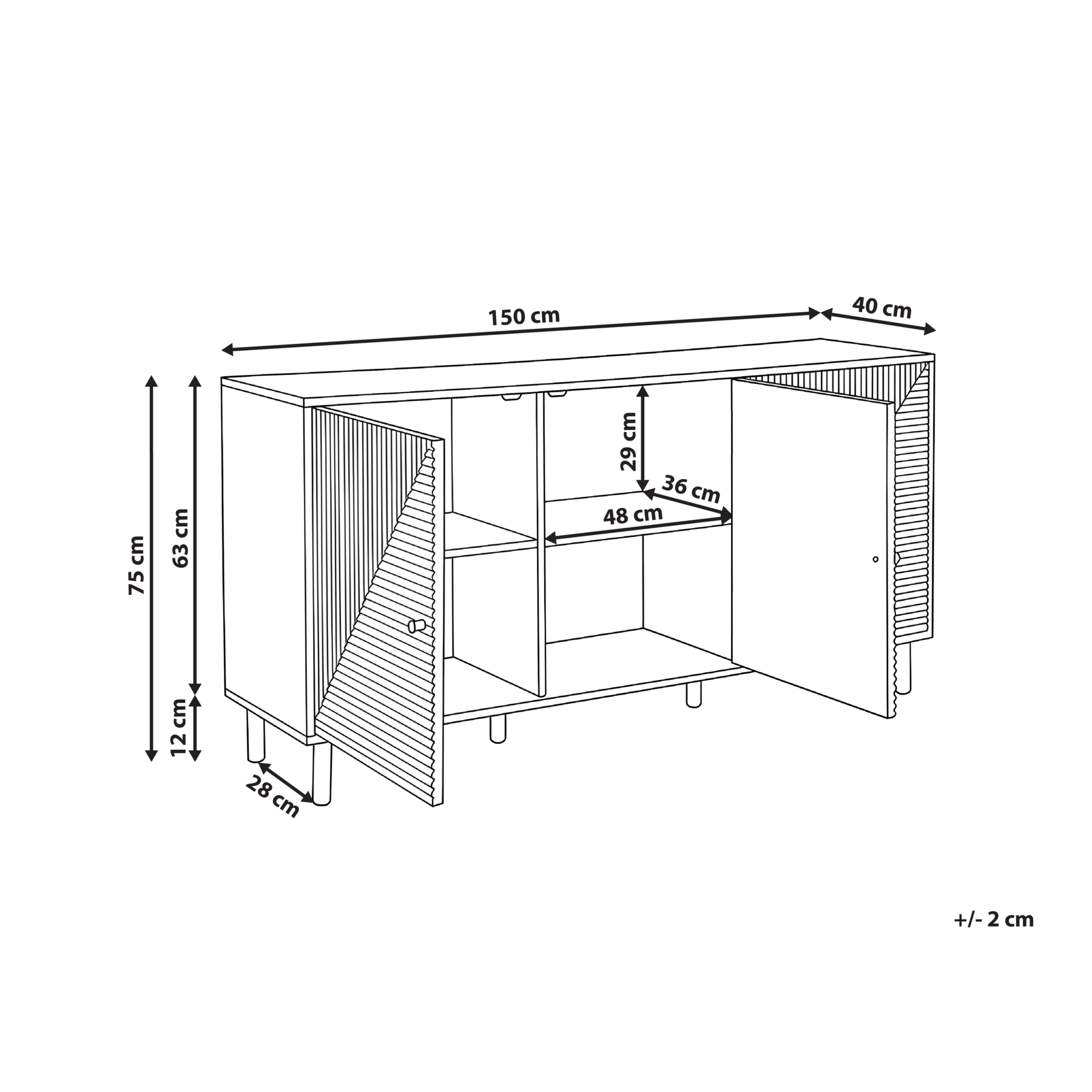 Beliani - RONGE - Dressoir - Lichtbruin- MDF