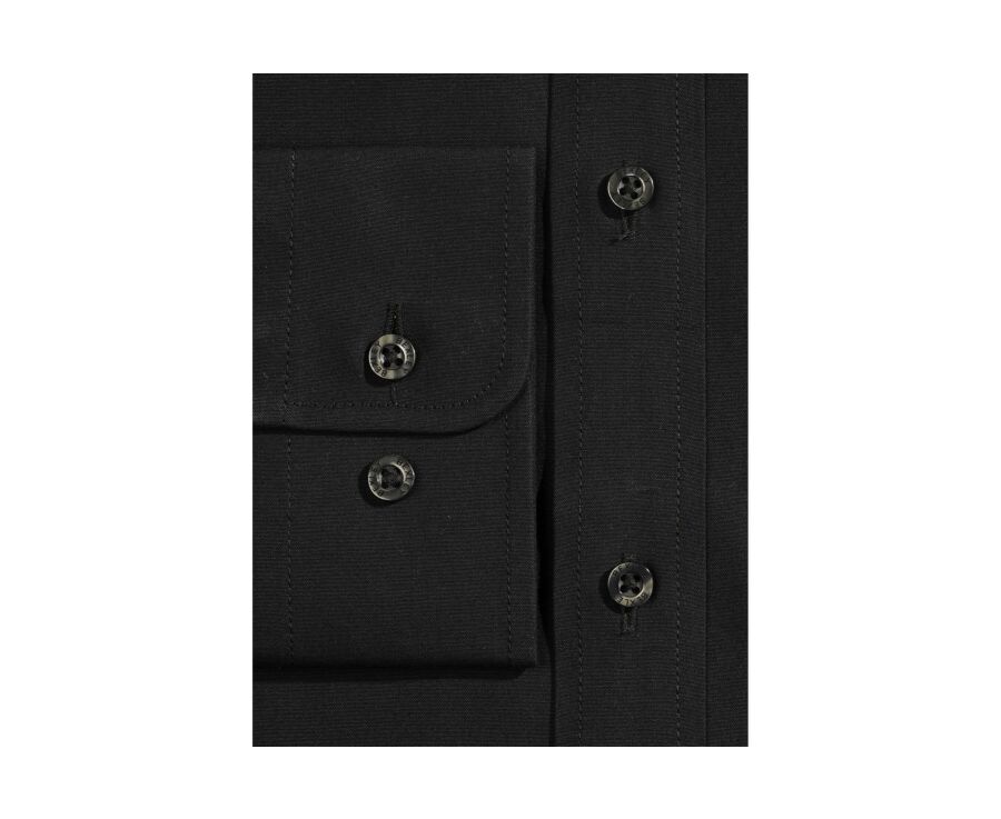 Chemise noire coton popeline - Col français - LOUIS