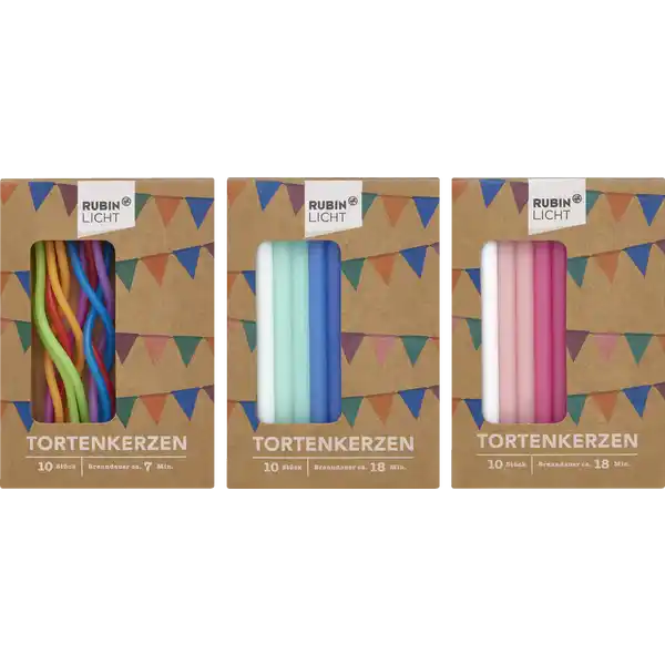 Tortenkerzen Sort. pastell + gewellt