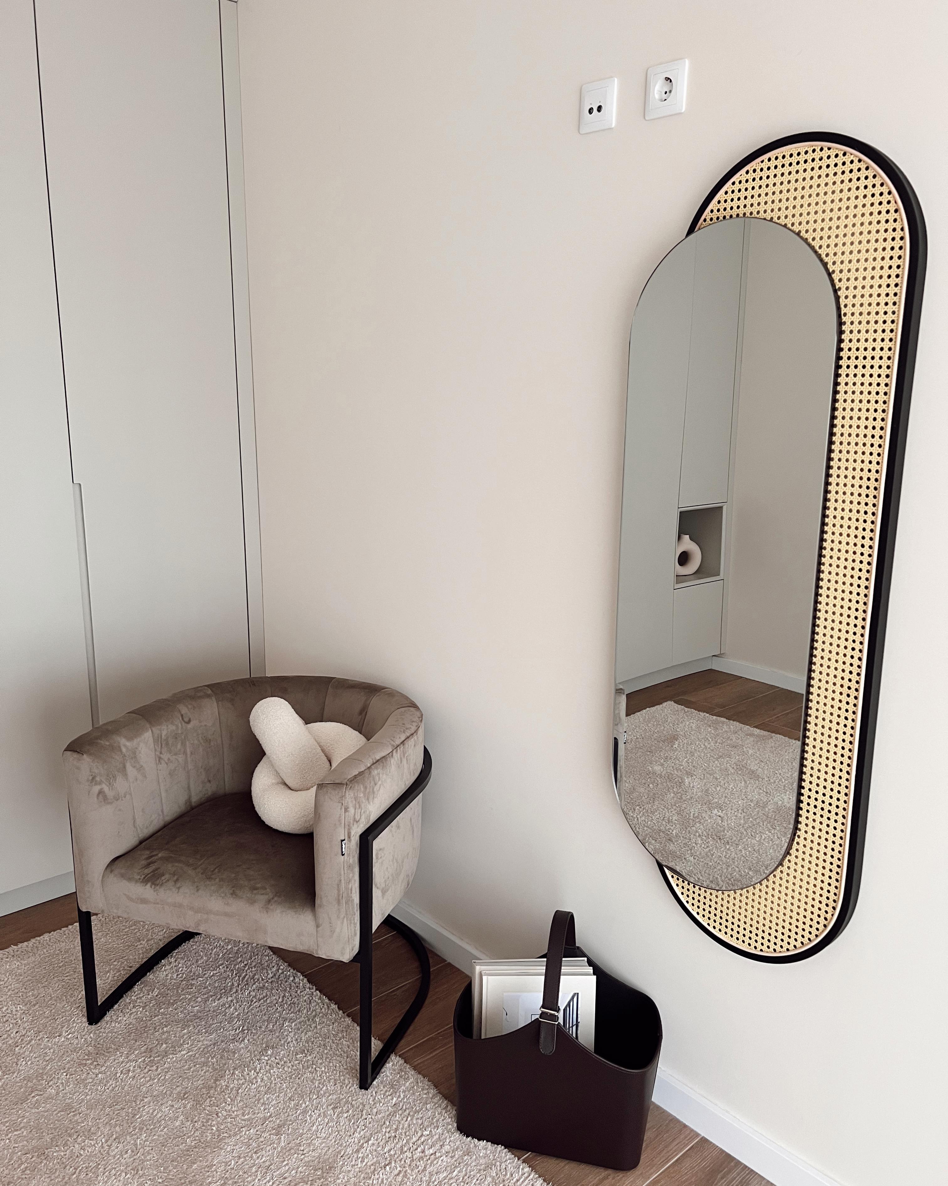 Wandspiegel CREIL 51 cm 143 cm PE rotan Natuurlijk