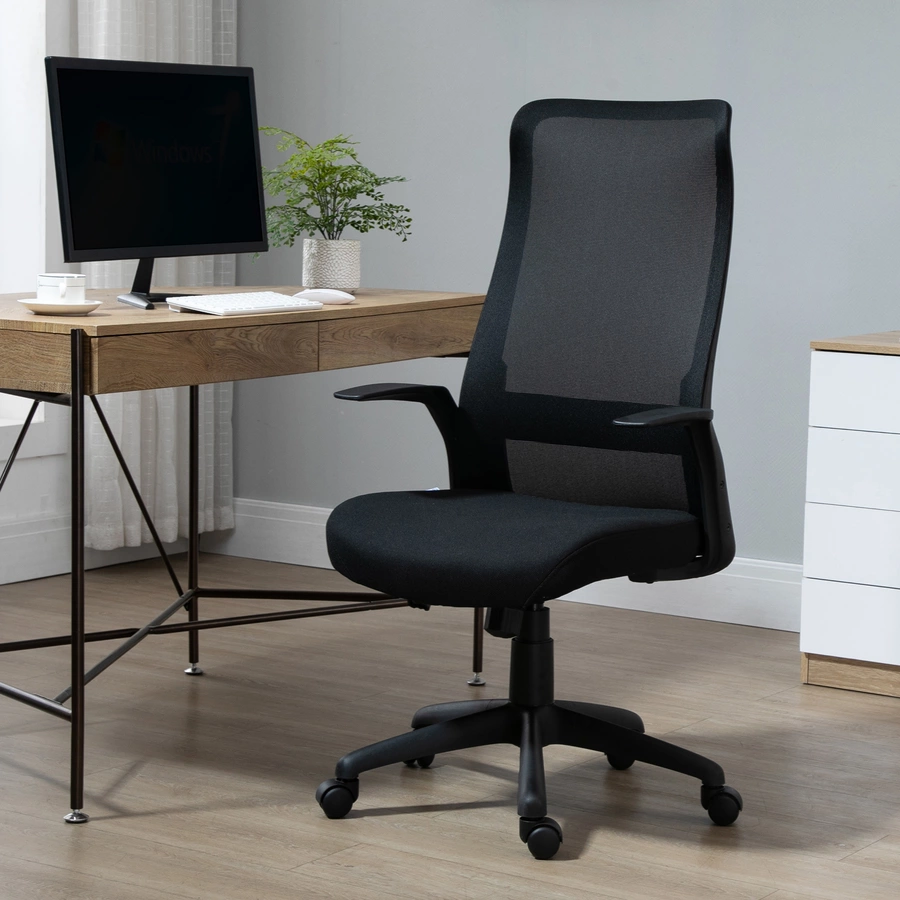 Vinsetto Bürostuhl ergonomisches liniendesign, atmungsaktiv, highend-Gas-lift Schwarz