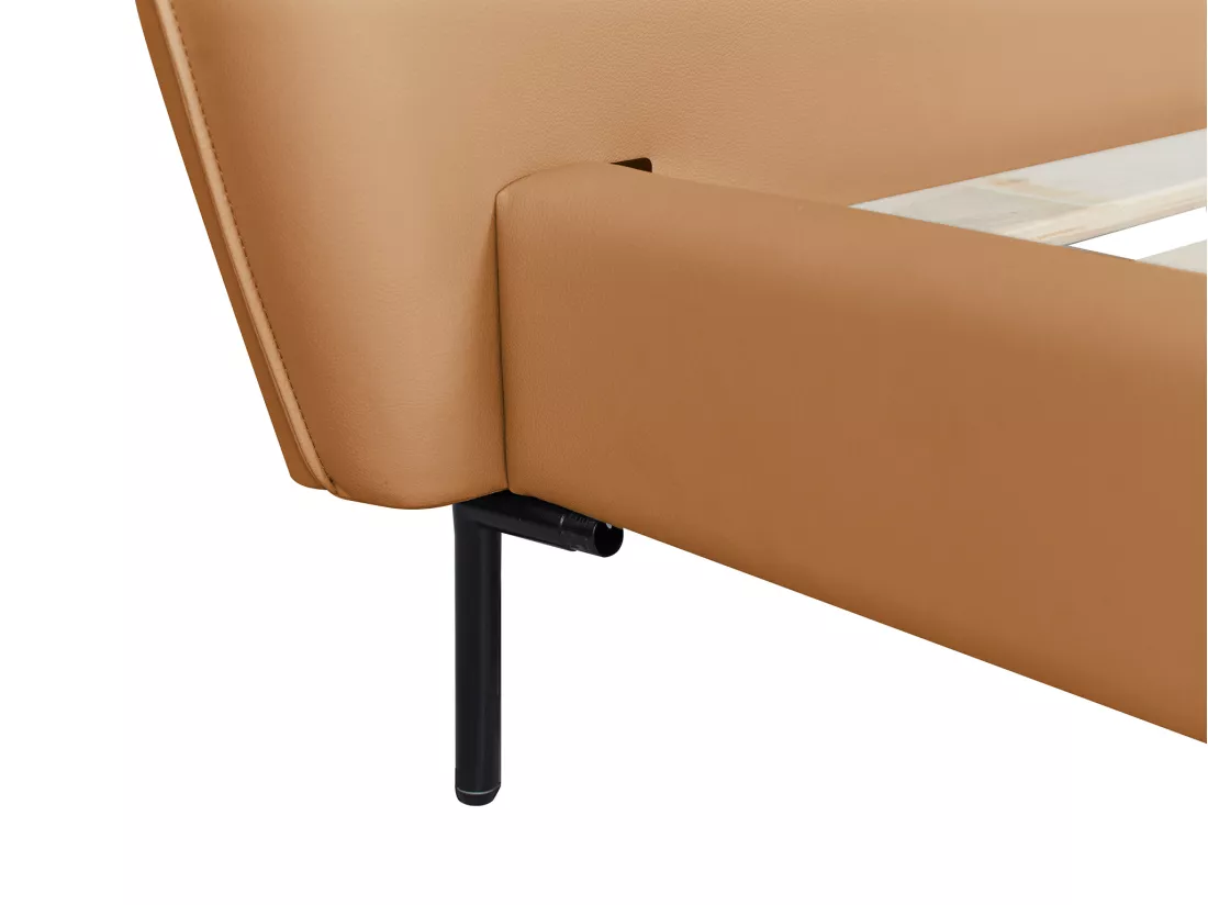 Lit 160 x 200 cm - Cuir - Camel - JODALA