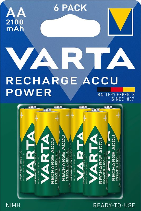 Varta - Oplaadbare Accu Power - AA Mignon - 6 Stuks - 2100 mAh - Ni-Mh