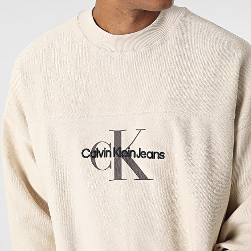 Sweat Crewneck Monologo Textured 1893 Beige