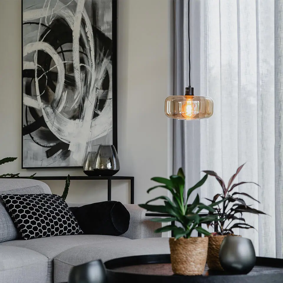 Qazqa hanglampen bizle beige e27