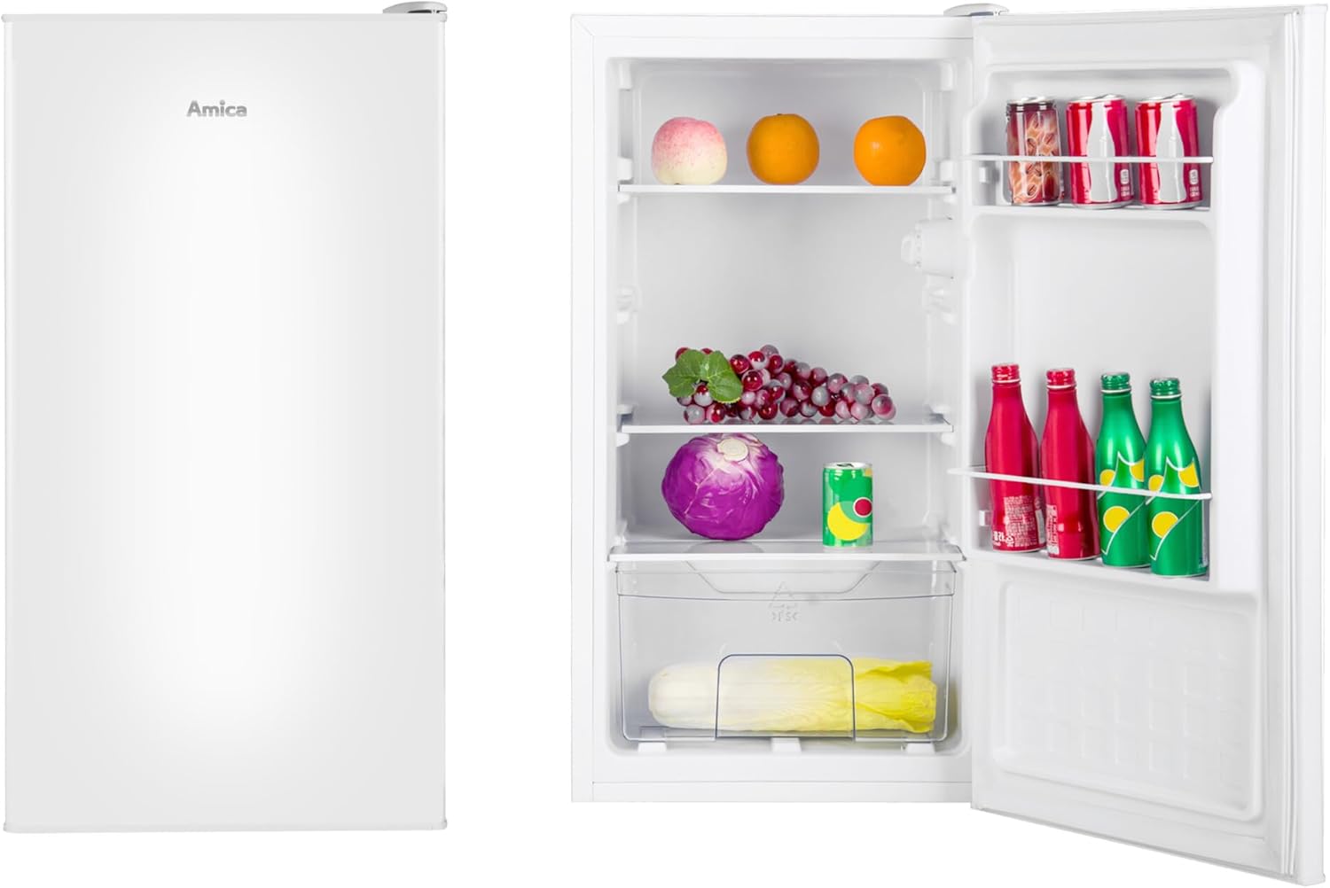 Amica VKS 351 116 W Vollraum-Kühlschrank / Weiß / 85cm (H) x 45cm (B) x 41cm (T) / 61 Liter / Stand-Kühlschrank
