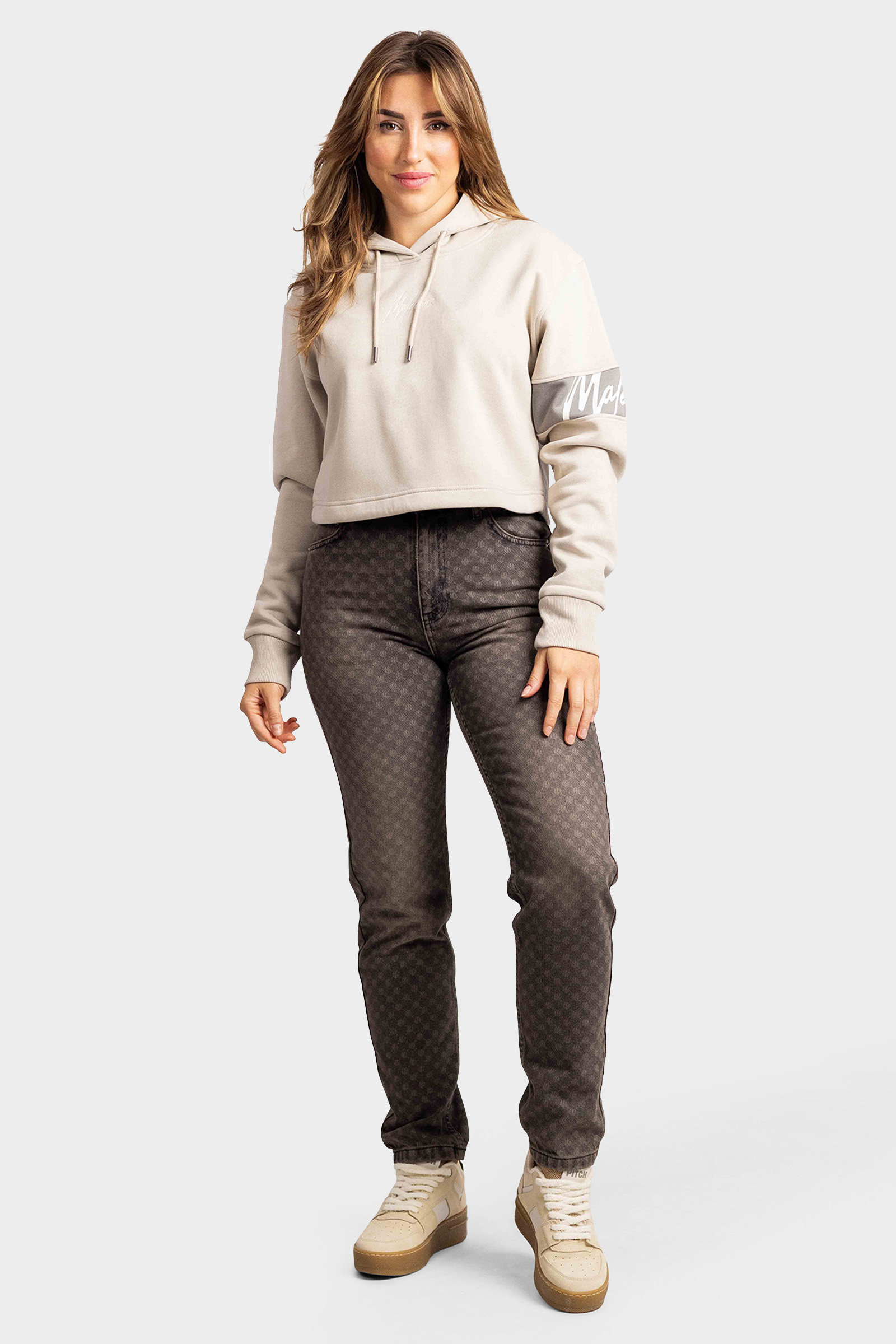 Malelions Monogram Jeans Dames Grijs