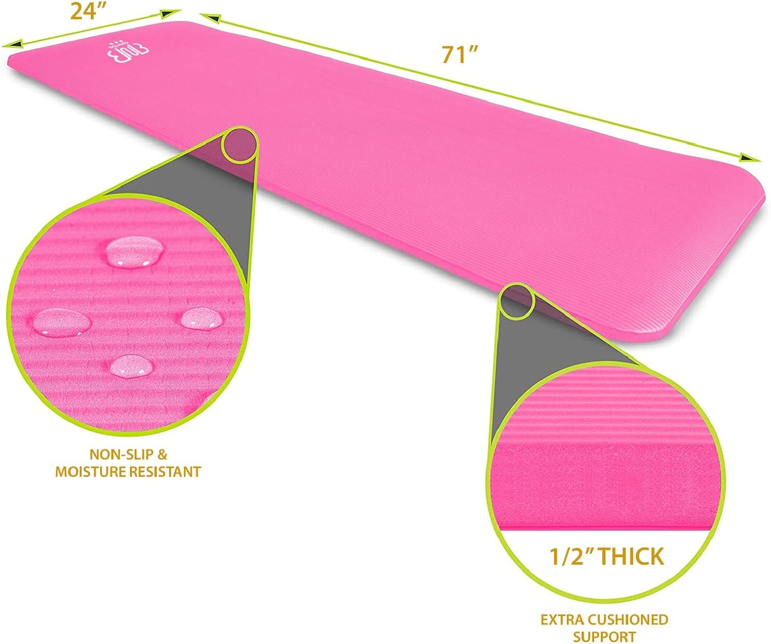 Premium NBR Sportmatte, rutschfeste Gymnastikmatte Rosa