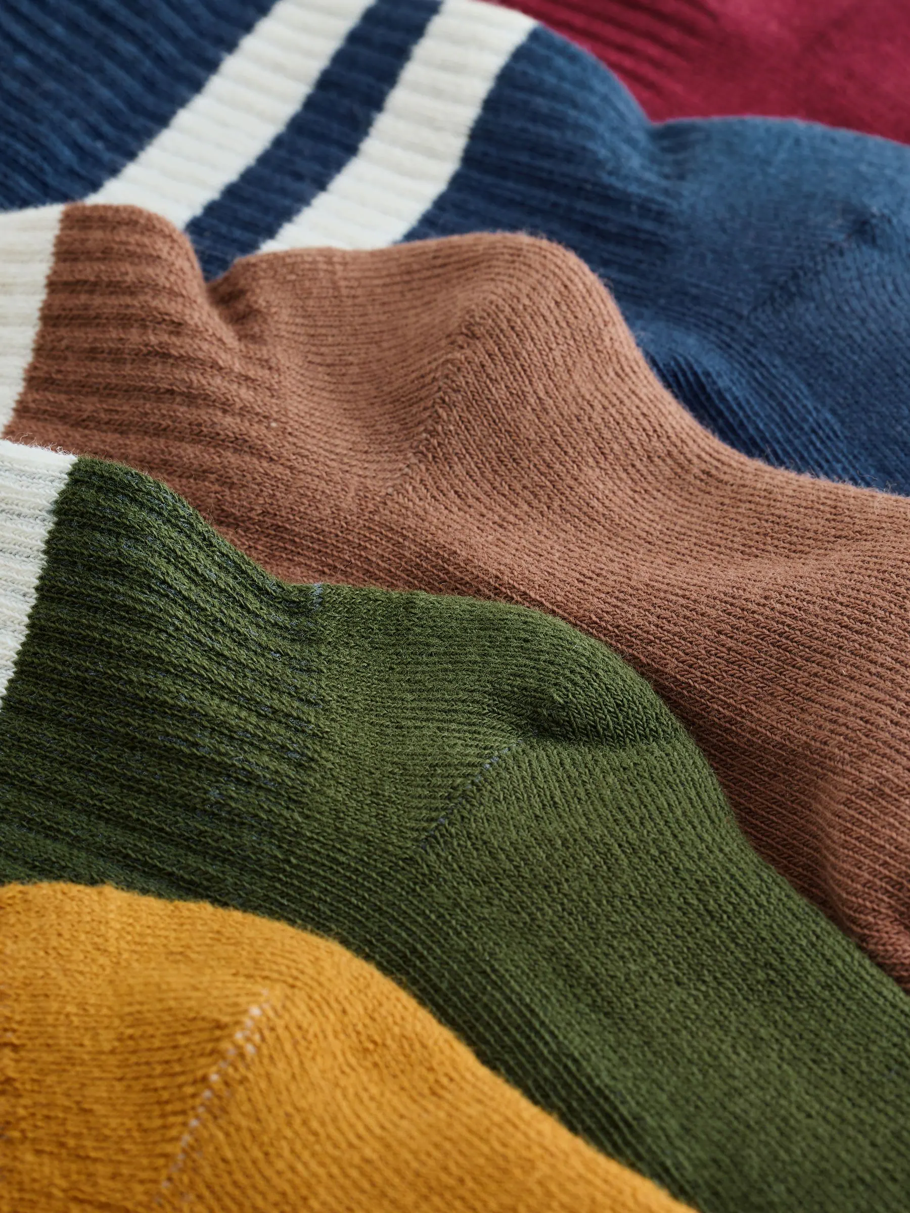 Grijs/marineblauw - Set van 5 paar geribbelde sokken met verzacht voetbed, katoengehalte en gekleurde boorden