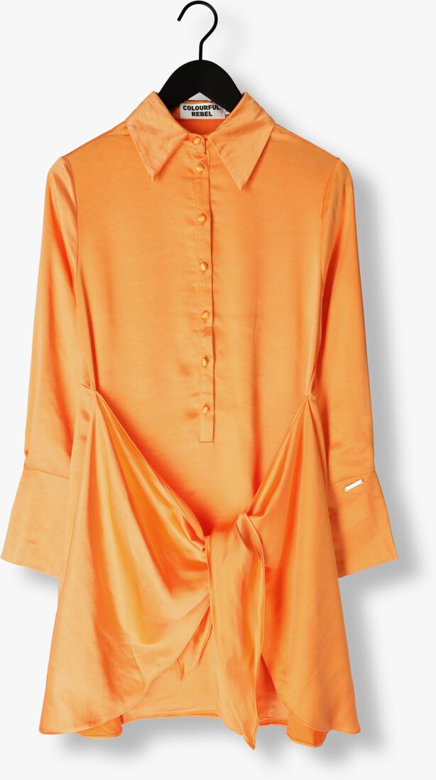 COLOURFUL REBEL oranje colourful rebel mini jurk mette satin wrap dress