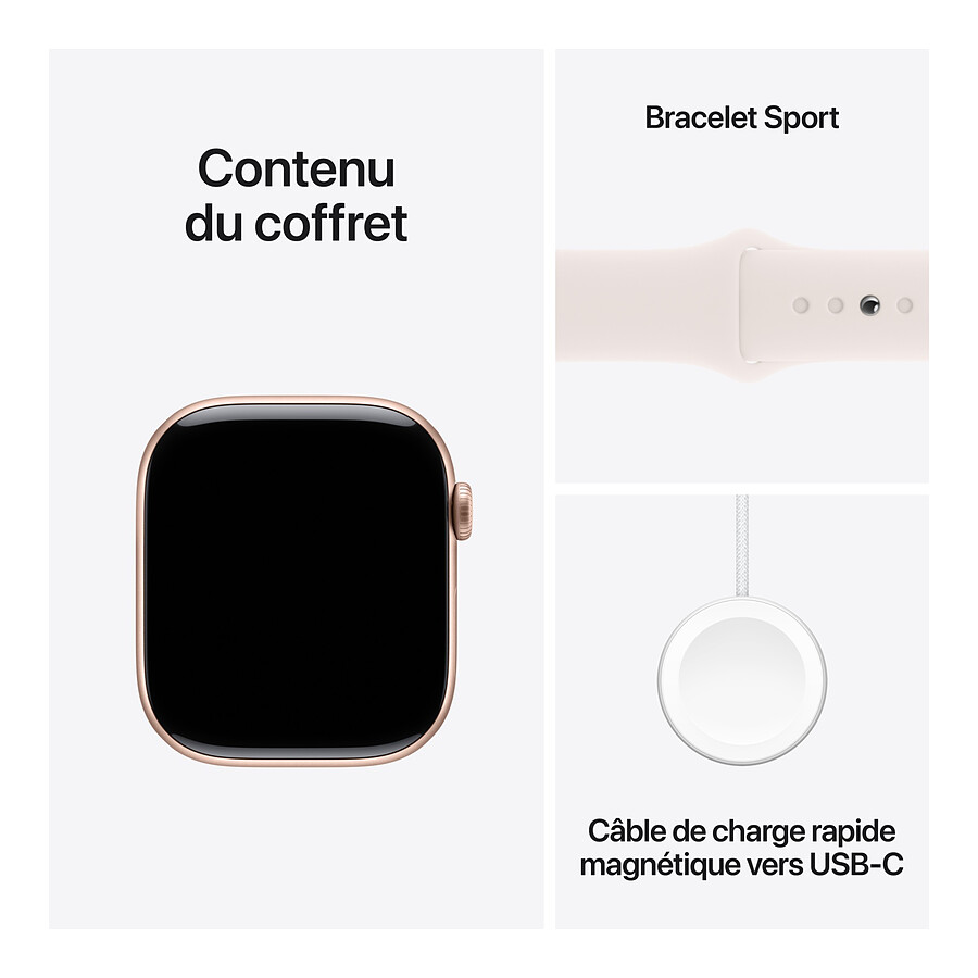 Apple Watch Series 10 GPS + Cellular - Aluminium Rose Or - Bracelet Sport Rose Tendre - 46 mm - Taille S/M