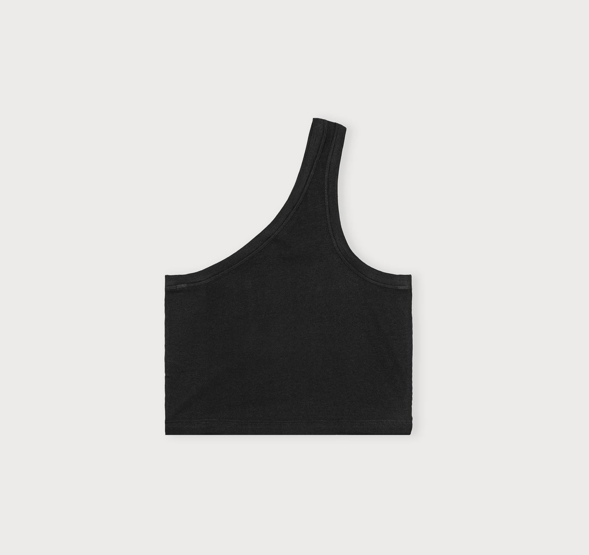 ORGANIC COTTON<br>Core Rib One Shoulder Crop Top