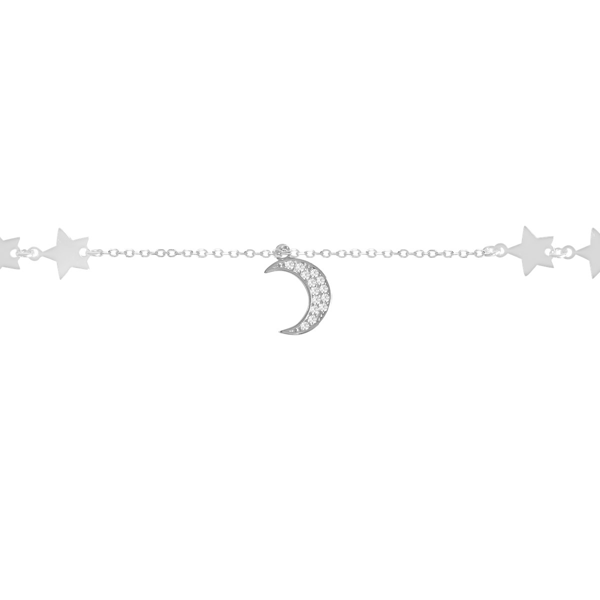 Bracelet croissant de lune et étoiles argent 925 oxyde