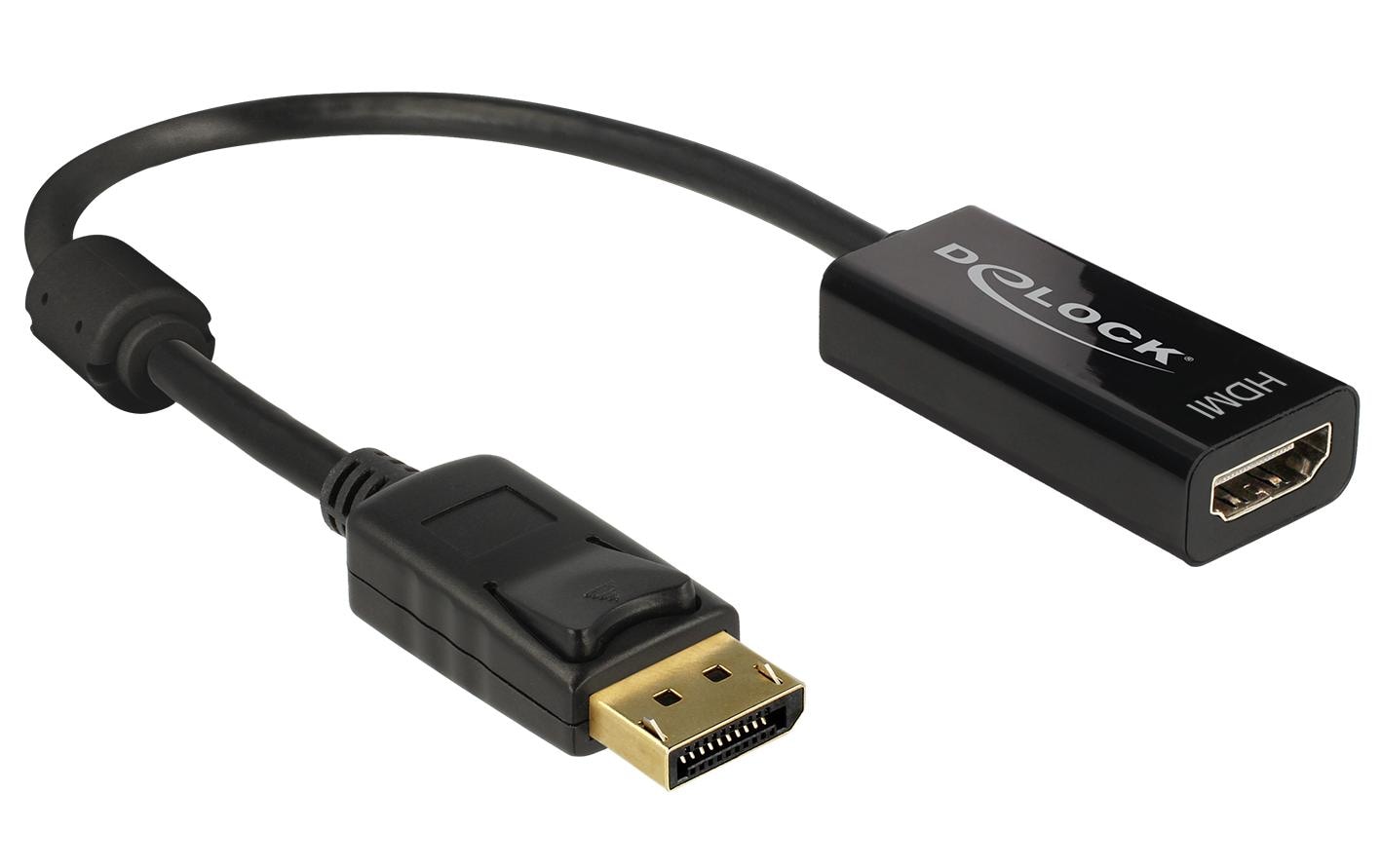 Adapter DisplayPort - HDMI passiv, 4K/30Hz, schwarzDelock Adapter DisplayPort 1.2 Stecker > HDMI Buchse 4K Passiv schwarz