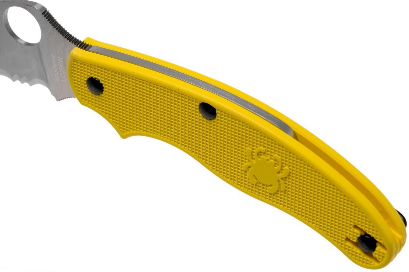 Spyderco UK Penknife Salt LC200N Serrated C94SYL Yellow zakmes