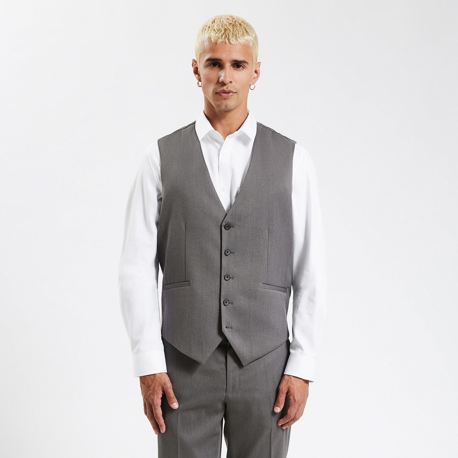 Gilet de costume uni slim Gris foncé