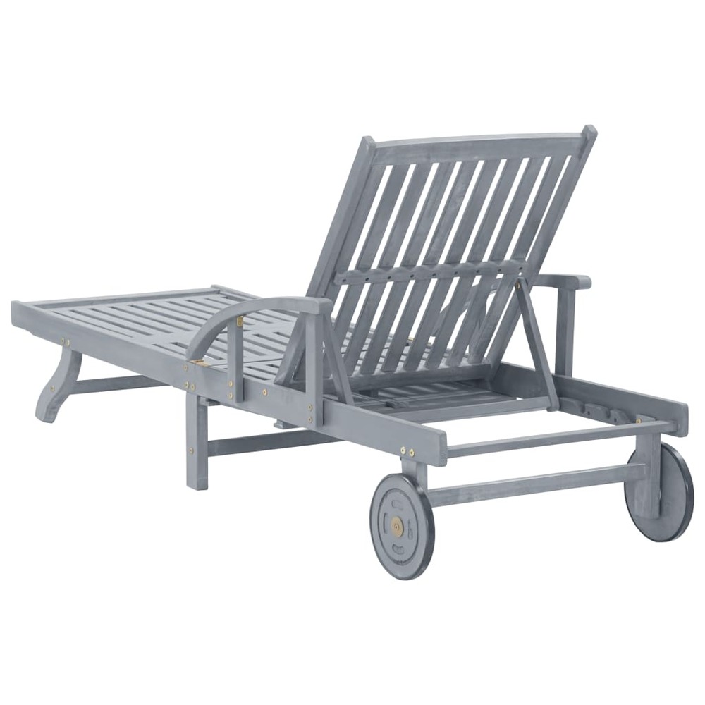 Transat chaise longue bain de soleil lit de jardin terrasse meuble d'extérieur avec coussin bois d'acacia solide