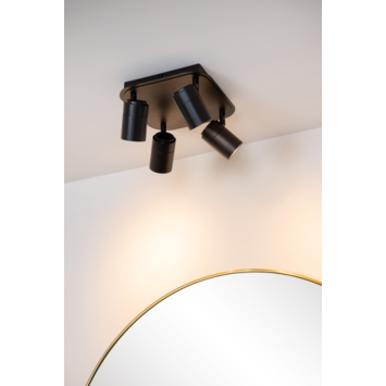 Lucide LENNERT plafondspot badkamer LED dimb.  GU10 3000K IP44 Zwart